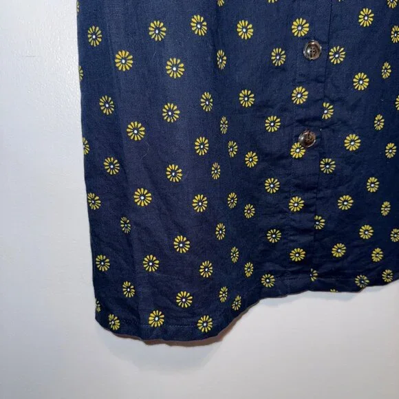 J.Crew Navy Sleeveless Button-Front Dress With Yellow Floral Print Size 2 - Picture 6 of 6